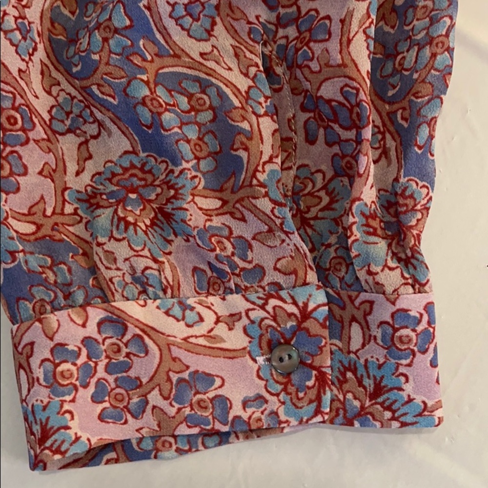 NWT Frye Floral Print Longsleeve V-neck Blouse Top - Picture 9 of 13